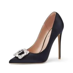 Produktbild: GENSHUO Damen Pumps mit Strasssteinen für Hochzeit und Party, Schwarze Schuhe, 12CM Stiletto Absatz, klassisches Design,38 EU