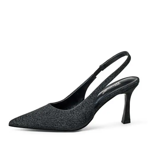 Produktbild: GENSHUO Damen Slingback-Pumps mit Hohem Absatz, Bezauberndem Spitzem Zehenbereich, 10 cm, Schwarz/Rosa/Blau/Weiß, Komfortabel und Elegant,37
