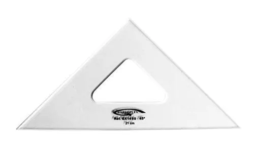 Produktbild: Geodreieck, 45 Grad 3 Rand, 21 cm, Transparent, hartbeschichtet