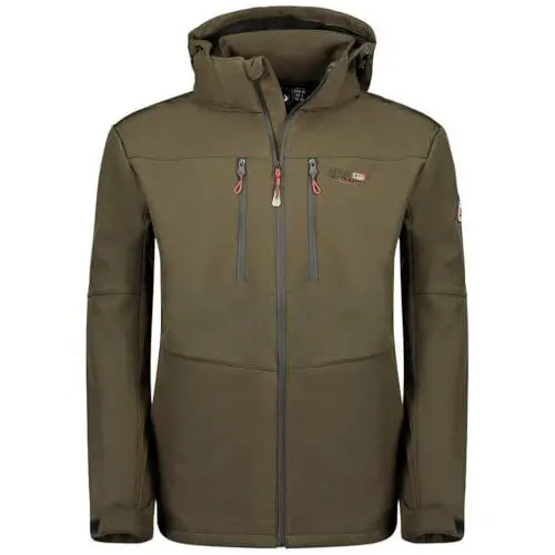 Produktbild: Geographical Norway Timmex Men - Softshelljacke Herren Wasserdicht atmungsaktiv Kapuze - Outdoor Mantel Tactical Widerstandsfähig Windbreaker Jacke - Wandern Ski Winter Frühling (Khaki M)
