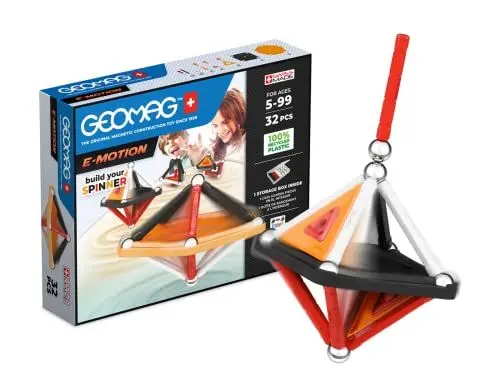 Produktbild: Geomag - E-Motion Panels - 32 Stück - Magnetische Konstruktionen Zum Kreisel Bauen Für Kinder Ab 5 Jahren - Hergestellt In Der Schweiz - 100% Recycelter Kunststoff - Dynamisches Spielzeug