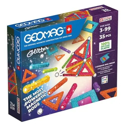 Produktbild: Geomag - Glitter Recycled - 35 Stück -Glitzer-Magnetstreifen - Magnetisches Konstruktionsspiel für Kinder ab 3 Jahren - Mehrfarbig - Swiss Made - 3D-Konstruktion - Magnetische Bausteine