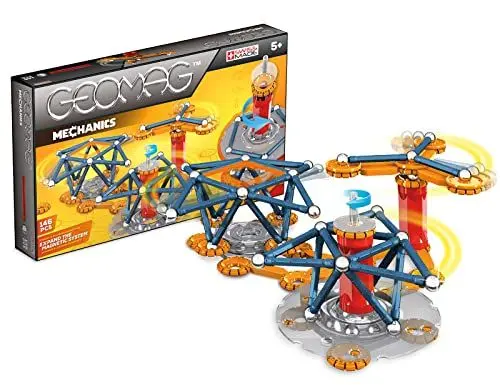 Produktbild: Geomag - Mechanics 146 Teile - Magnetisches Konstruktionsspielzeug für Kinder ab 5 Jahren -Magnetkreislauf - Magnetische Bausteine - 3D Konstruktion - STEM - Hergestellt in der Schweiz