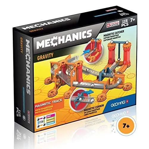 Produktbild: GEOMAG - Mechanics Gravity Magnetic Track -115 Teile- Magnetisches Konstruktionsset für Kinder ab 7 Jahren - Baue Deine Mechanische und Magnetische Kanonenstartstruktur - Hergestellt in der Schweiz
