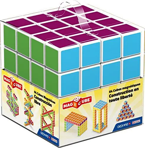 Produktbild: Geomag - MAGICUBE 64 Stück - Magnetische Bausteine zum Zusammenbauen - Für Kinder ab 1 Jahr - 6 Farben - Hergestellt in der Schweiz - Bildungsspielzeug - Magnetisches Konstruktionsspielzeug