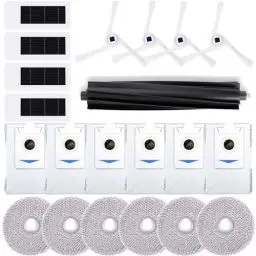 Produktbild: Geoviizon 21 Stück Zubehör Set Kompatibel mit Ecovacs Deebot X2 Omni (1 Hauptbürsten, 4 Seitenbürsten, 4 Filter, 6 Wischmop, 6 Staubbeutel) (Weiß)