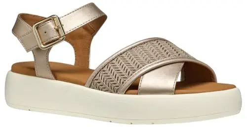 Produktbild: Geox Damen D CAMALEI F Flat Sandal, Champagne, 40 EU