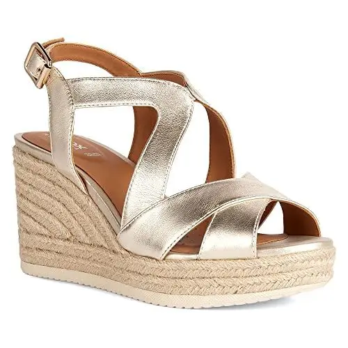 Produktbild: Geox Mädchen Ponza Espadrille Wedge Sandal, Lt Gold, 40 EU