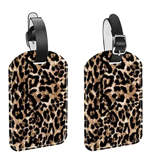 Produktbild: Gepäckanhänger,2er-Pack,Tierischer Retro-Leopard,Gepäckanhänger Datenschutz Reisetaschenetiketten Kofferanhänger