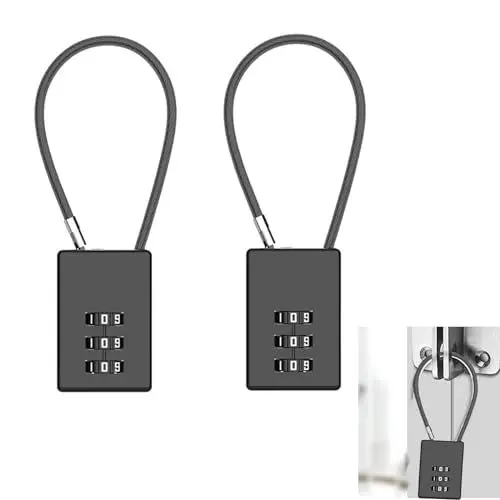 Produktbild: Gepäckschloss, Kofferschloss Zahlenschloss 2 Stücke TSA Schloss 3-Stellig Zahlencode Vorhängeschloss für Koffer, Gepäck, Tasche Waffenkoffer, Spind