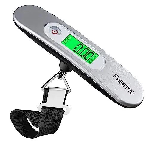 Produktbild: Gepäckwaage FREETOO Digitale Kofferwaage Tragbare Hängewaage LCD-Anzeige mit Hintergrundbeleuchtung Tara-Funktion praktisch für Reisen/Familienleben bis 50KG (Silber)