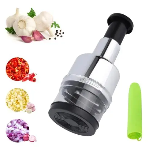 Produktbild: Gepresster Knoblauchhacker,Knoblauchpresse Edelstahl Knoblauchstampfer Gehackter Knoblauchbrecher Knoblauchschneider Garlic Press Gepresster Gemüseschneider Für Knoblauch, Paprika Und Zwiebeln