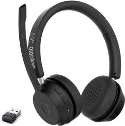 Produktbild: GEQUDIO GB-2 Headset mit Mikrofon Bluetooth | Kopfhörer Kabellos | Passives Noise Cancelling | 2 Geräte gleichzeitig verbinden (Handy, PC, Laptop) | Wireless Headset | Standby 500h (mit USB-Adapter)