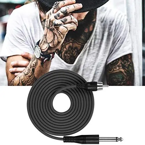 Produktbild: Gerades Cinch Tattoo Kabel, gerade Cinch Schnittstelle Tattoo Maschine Netzteil Zubehör Silikon Hakenleitung RCA Clip Kabel Cartridge Maschinenkabel, Premium Tattoo Clip Kabel(schwarz)