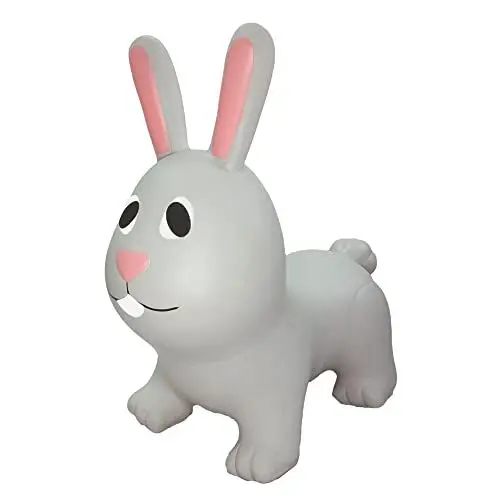 Produktbild: GERARDO'S Toys Jumpy Hüpftier Hase Grau ca. 58 cm - Hüpftiere ab 1 Jahr - Aufblasbare Tiere für drinnen & draußen - Inklusive Luftpumpe