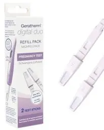Produktbild: GERATHERM digital duo - Nachfüllpack SCHWANGERSCHAFT für Kombi-Test Schwangerschaft & Ovulation/2x Teststäbchen hCG -Test/Sensitivität 25 mIU/ml