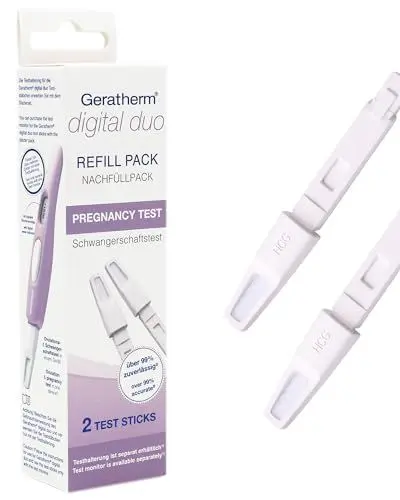 Produktbild: GERATHERM digital duo - Nachfüllpack SCHWANGERSCHAFT für Kombi-Test Schwangerschaft & Ovulation/2x Teststäbchen hCG -Test/Sensitivität 25 mIU/ml