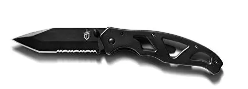 Produktbild: Gerber Taschenklappmesser mit Teilwellenschliff und Taschenclip, Klingenlänge: 8,9 cm, Paraframe II Tanto Folding Clip Knife, Schwarz, 31-003635