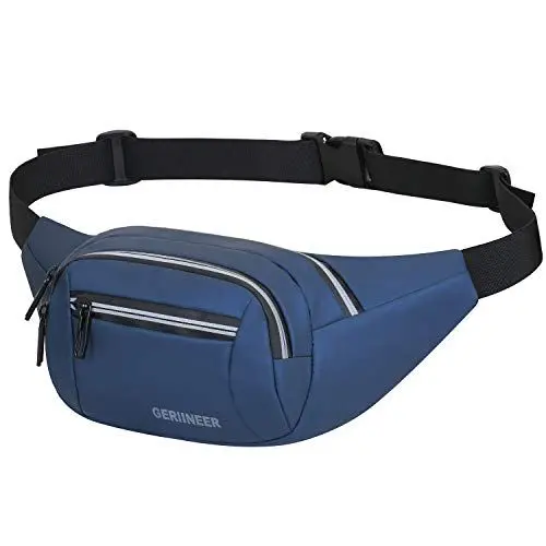 Produktbild: wasserdichte Bauchtasche Gürteltasche für Damen und Herren mit Reflektierender Streifen Hüfttasche für Running Laufen Joggen Wandern Reise Sport & alle Outdoor Aktivitäten (Blau)