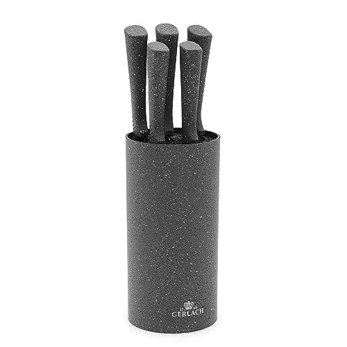 Produktbild: GERLACH Smart Stainless Steel X30Cr13 Bloc de 5 couteaux Finition satinée Granite Toucher doux, Grau