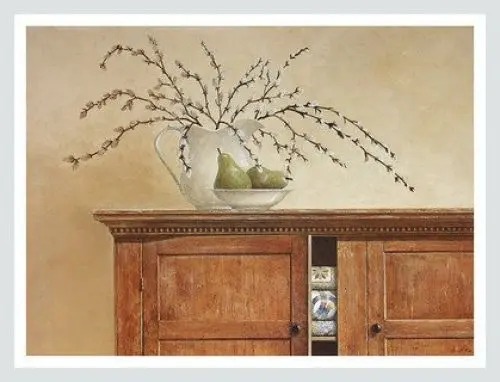Produktbild: Germanposters Arnie Fisk Pears & Pussy Willows Poster Bild Kunstdruck im Alu Rahmen in Silber matt 60x80cm
