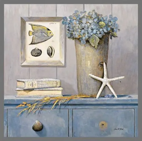 Produktbild: Germanposters Arnie Fisk St. Tropez Botanical Poster Kunstdruck Bild im Alu Rahmen in Champagne 50x50cm