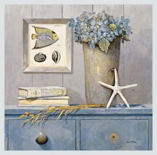 Produktbild: Germanposters Arnie Fisk St. Tropez Botanical Poster Kunstdruck Bild im Alu Rahmen in Silber matt 50x50cm