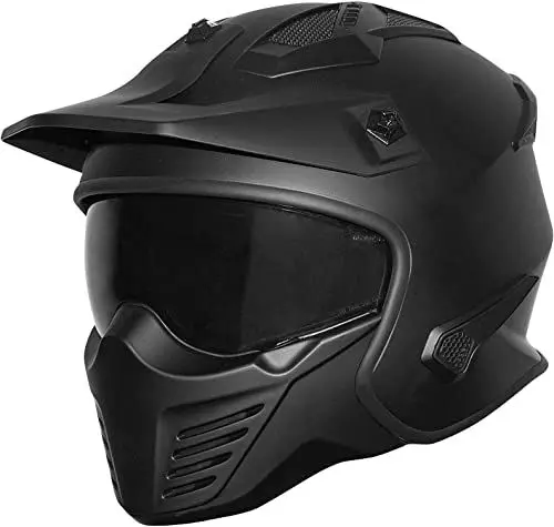 Produktbild: Germot Jethelm GM 44 schwarz matt Integralhelm mit Schild Maske ECE 2 Visiere, M 57/58