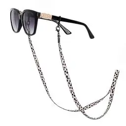 Produktbild: GERNEO® - Amsterdam – Brillenband Stoff – Maskenband - extra lange Unisex Brillenkordel für Sonnenbrillen & Lesebrillen – diverse Brillenbänder Farben - Brillenhalter Schwarz (Maskenkette Leopard)
