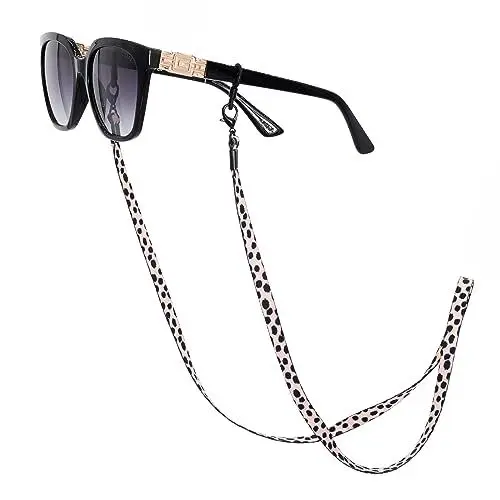 Produktbild: GERNEO® - Amsterdam – Brillenband Stoff – Maskenband - extra lange Unisex Brillenkordel für Sonnenbrillen & Lesebrillen – diverse Brillenbänder Farben - Brillenhalter Schwarz (Maskenkette Leopard)