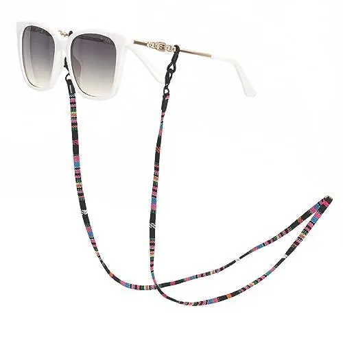Produktbild: GERNEO® - Arizona – gestricktes Brillenband Stoff – Maskenband - extra lange Brillenkordel für Sonnenbrillen & Lesebrillen – diverse Brillenbänder Farben - Brillenhalter Schwarz Maskenkette Schwarz