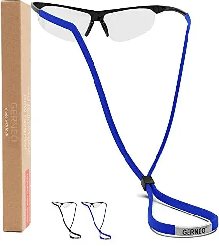 Produktbild: GERNEO® - DAS ORIGINAL - Premium Brillenband & Sportbrillenband - extrem zuverlässiges Brillenband für Sportbrillen, Sonnenbrillen, Lesebrillen – Wasserfest (1x Tiefschwarz & 1x Königsblau)