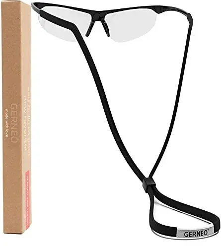 Produktbild: GERNEO® - DAS ORIGINAL – Premium Sportbrillenband & Brillenband Sport für Sportbrille, Sonnenbrille, Lesebrille – in schwarz – wasserfest