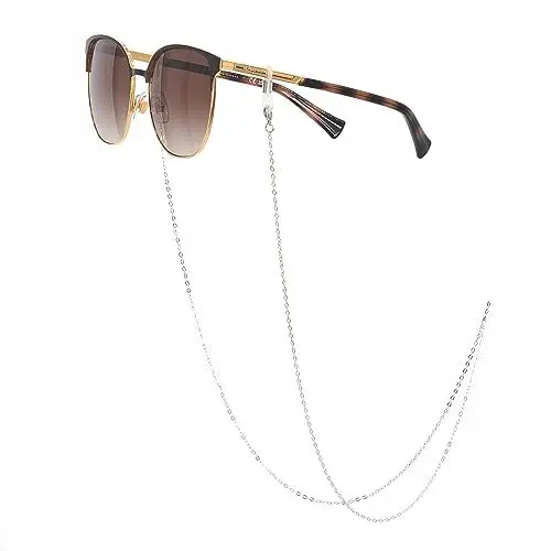 Produktbild: GERNEO® - Maskenkette - Brillenband für Masken - Maskenband für Mund Nasenschutz Gesichtsmasken & Brillenbänder Kinder und Erwachsene – Brillenband mit Karabiner - Silber