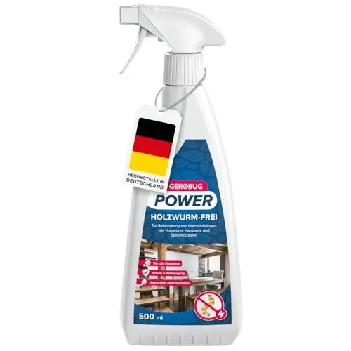 Produktbild: GEROBUG® Holzwurmtod-Spray 500 ml - Holzwurm-Spray zur effektiven Holzwurmbekämpfung - Holzwurm Ex Mittel gegen Holzwürmer mit Sofortwirkung & Langzeitschutz