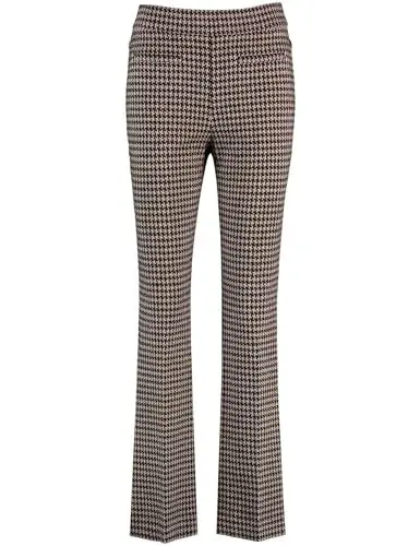 Produktbild: Gerry Weber Damen Ausgestellte Stretchhose mit Hahnentrittkaro Gemustert, kariert reguläre Länge Camel Schwarz Hahnentritt 48