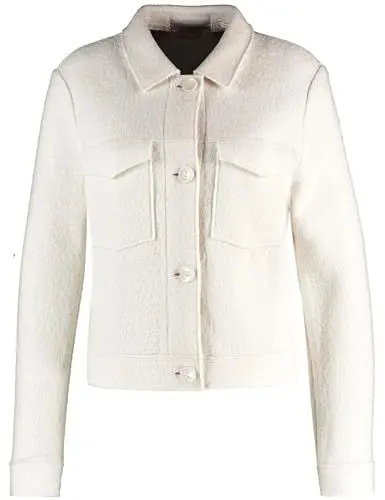 Produktbild: Gerry Weber Damen Blazerjacke in Bouclé-Optik Langarm, Manschetten unifarben Whisper White 48