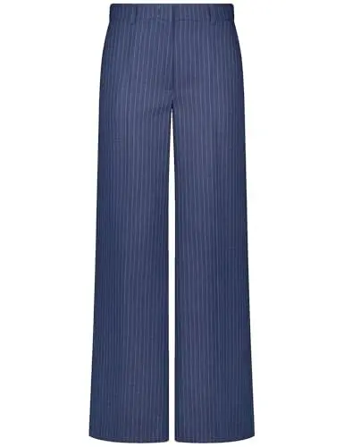 Produktbild: Gerry Weber Damen Elegante Stoffhose mit Nadelstreifen gestreift reguläre Länge Blue Striped 46