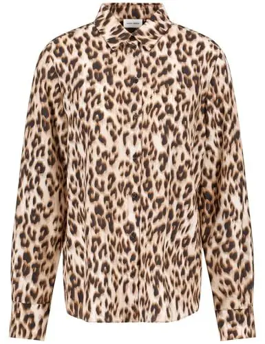 Produktbild: Gerry Weber Damen Hemdbluse aus nachhaltiger Qualität Langarm, Manschetten Gemustert Sesame/Camel/Schwarz Leo Druck 40