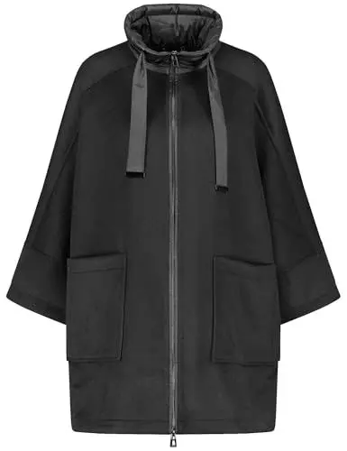 Produktbild: Gerry Weber Damen Modisches Cape mit Reißverschluss Langarm unifarben Schwarz 38