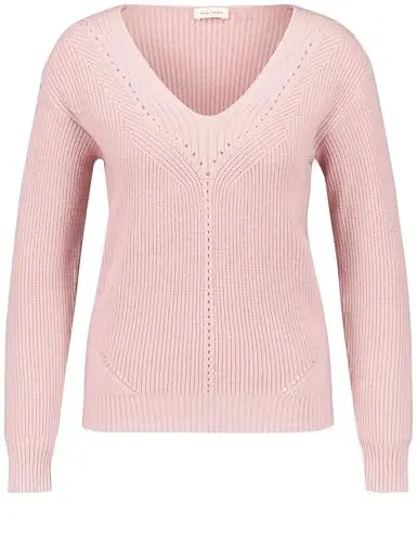 Produktbild: Gerry Weber Damen Pullover mit Ajour-Details breite Rippenbündchen, Langarm unifarben Powder Rose 36