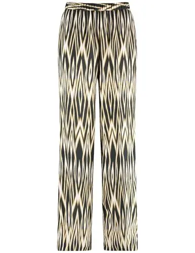 Produktbild: Gerry Weber Damen Schlupfhose mit Ikat Print Gemustert reguläre Länge schwarz/Cream/Yellow Print 40
