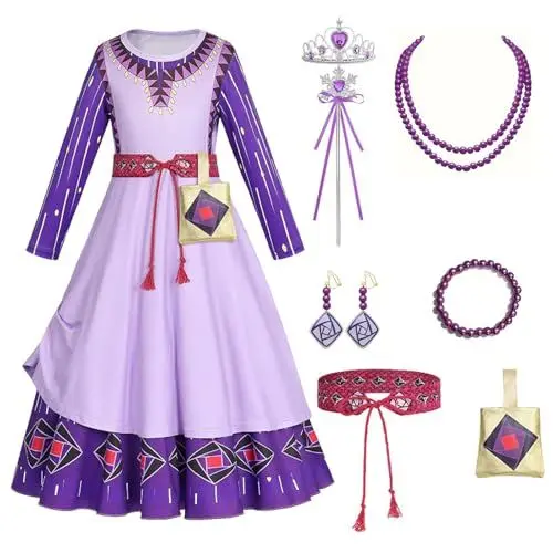 Produktbild: Geruicee Kleider MäDchen,Prinzessin Kleid MäDchen,Wish Prinzessin Lila Kleid,Kleid KostüM FüR MäDchen Wish Princess Dress Up,Cosplay Weihnachten Dress Up Mit ZubehöR,FüR Kinder Alter 2-14 Jahre