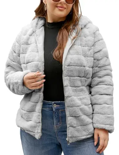 Produktbild: Geschallino Kunstpelzmantel für Damen Flauschige Zottel Winter Kurz Oberbekleidung Sherpa Fleecejacke mit Kapuze 1801 Grün XL