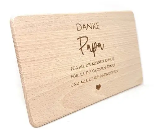 Produktbild: Geschenk Idee - Frühstücksbrettchen aus Holz mit hochwertiger Gravur (Papa)