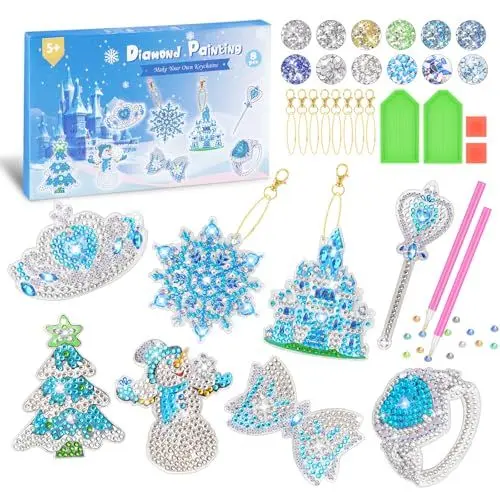 Produktbild: Geschenk Mädchen 5 6 7 8 9 Jahre: Bastelset Kinder ab 6-12 Jahre Diamond Painting Basteln Mädchen 8-10-7-9 Jahre Kinderspielzeug Schlüsselanhänger Geschenke für 10 11 12 Jährige Mädchen Geschenkideen