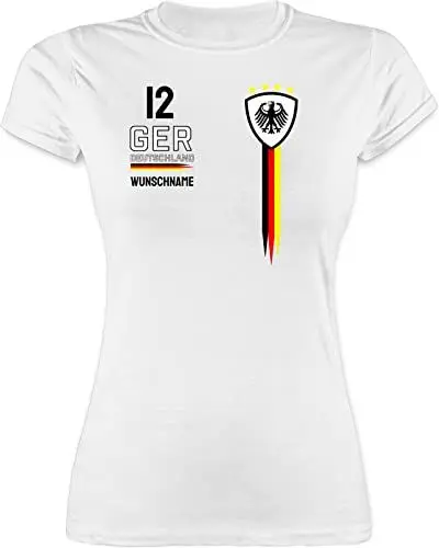 Produktbild: Geschenk mit Namen personalisiert by Shirtracer - Shirt Damen - 2026 Fussball Fanartikel - Deutschland WM Trikot Farben