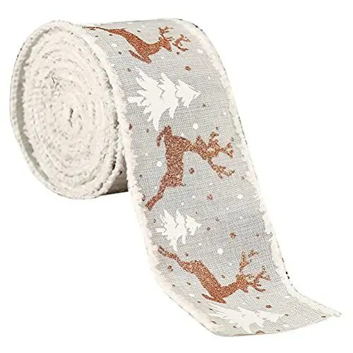 Produktbild: Geschenkbänder, Breites Weihnachtsband, 500 X 6,5 Cm, Rot, Rosa, Grau (grau)