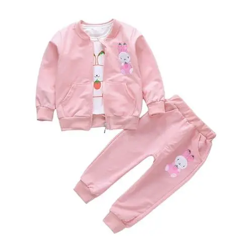 Produktbild: Geschenke für 8-Jährige Mädchen Braunes Mädchen-T-Shirt Christmas Pullover Family Set Dreiteiliges Set Mit Langärmliger Jacke und Hose für Mädchen Von 0 Bis 4 Jahren (Pink, 4-5 Years)