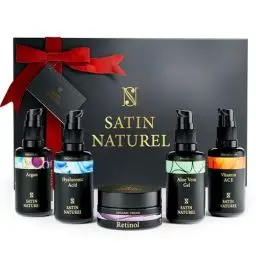 Produktbild: Weihnachtsgeschenke für Frauen - Geschenke für Frauen mit Aloe Vera Gel - Bio Arganöl - Vitamin C Serum - Hyaluron Serum - Retinol Creme - Komplette Skincare Routine - Frauen Geschenk - Satin Naturel